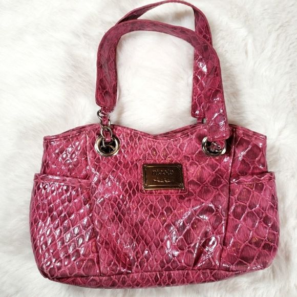 Nicole by Nicole Miller Handbags - Nicole Miller Pink Snakeskin Small Handbag